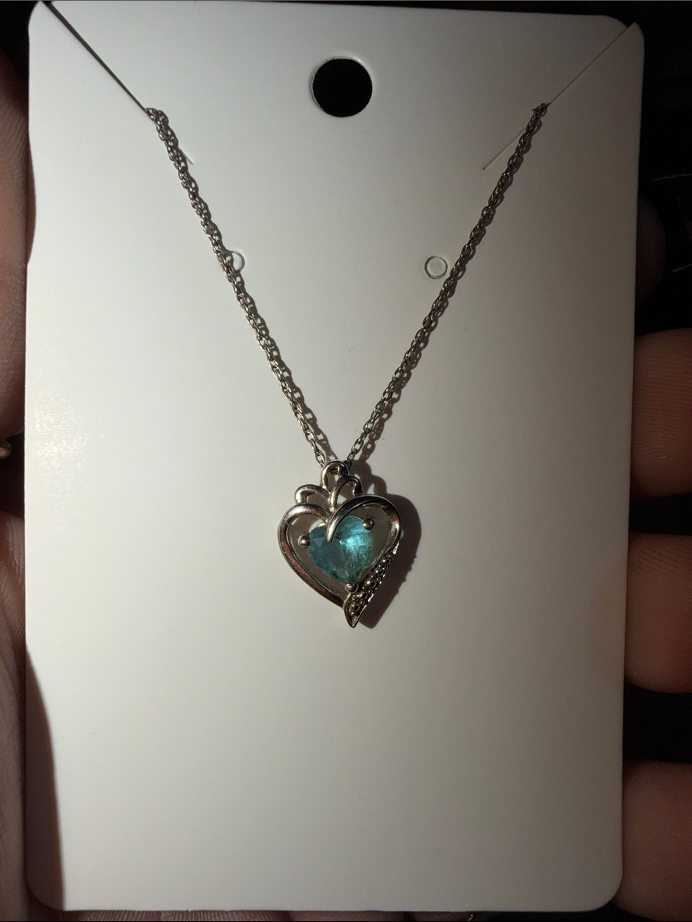 Silver Heart Pendant Necklace with Blue Crystal - Kay jewelers